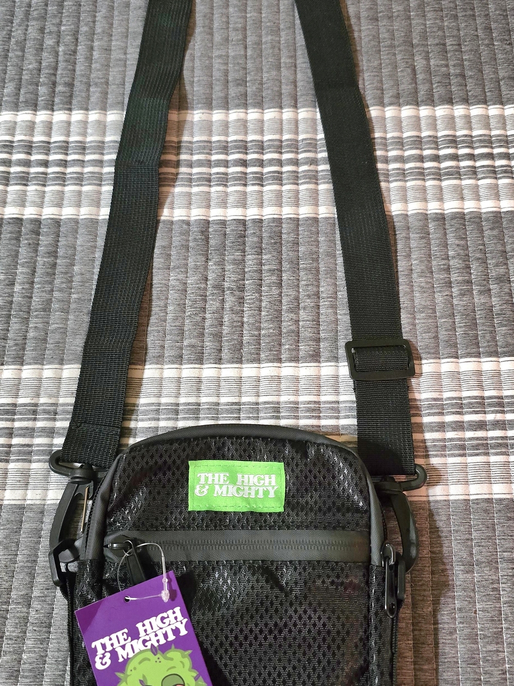 Black Mesh Crossbody Bag in Black